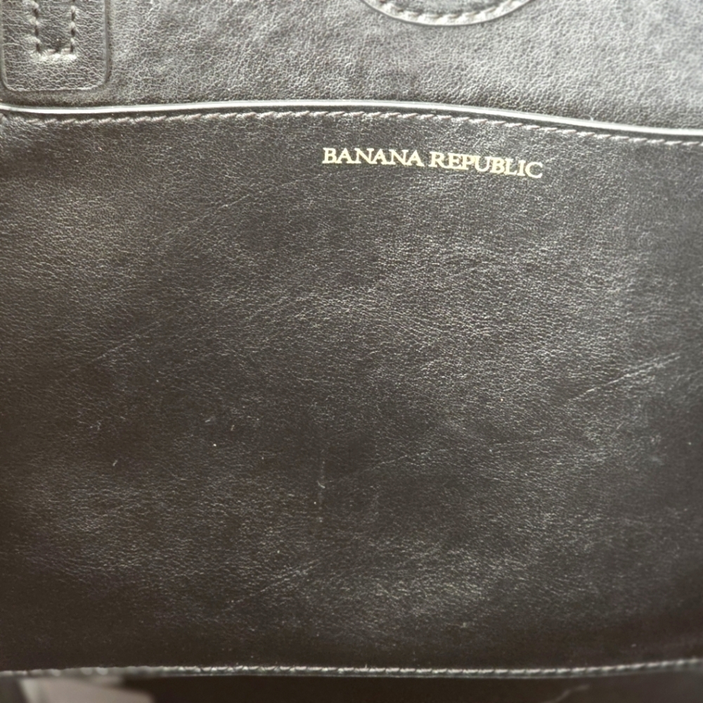 Banana Republic Black Leather Handbag Ashbury Tote - Picture 3 of 3